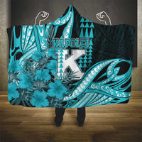 Hawaii Kapolei High School Hooded Blanket Tribal Tattoo With Hibiscus Flowers