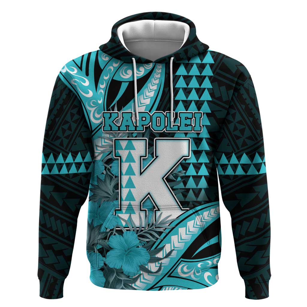 Personalised Hawaii Kapolei High School Hoodie Tribal Tattoo With Hibiscus Flowers