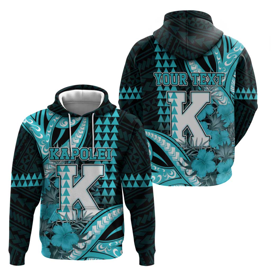 Personalised Hawaii Kapolei High School Hoodie Tribal Tattoo With Hibiscus Flowers