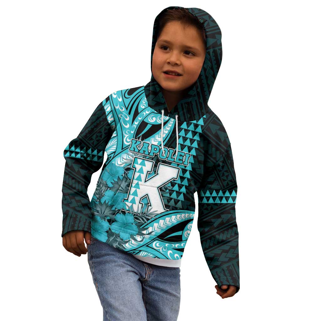 Personalised Hawaii Kapolei High School Kid Hoodie Tribal Tattoo With Hibiscus Flowers
