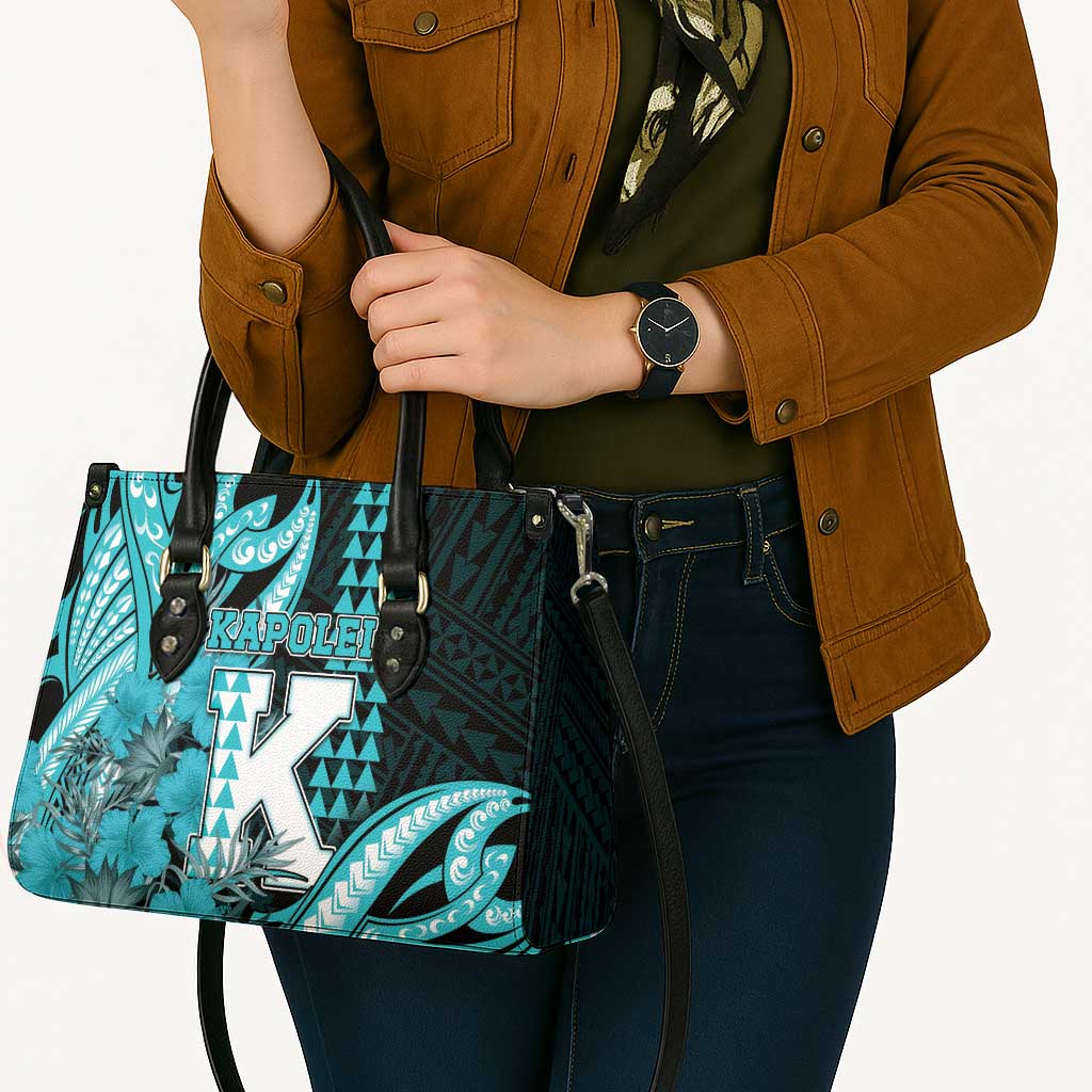 Hawaii Kapolei High School Leather Bag Tribal Tattoo With Hibiscus Flowers