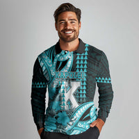 Personalised Hawaii Kapolei High School Long Sleeve Polo Shirt Tribal Tattoo With Hibiscus Flowers