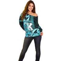 Personalised Hawaii Kapolei High School Off Shoulder Sweater Tribal Tattoo With Hibiscus Flowers