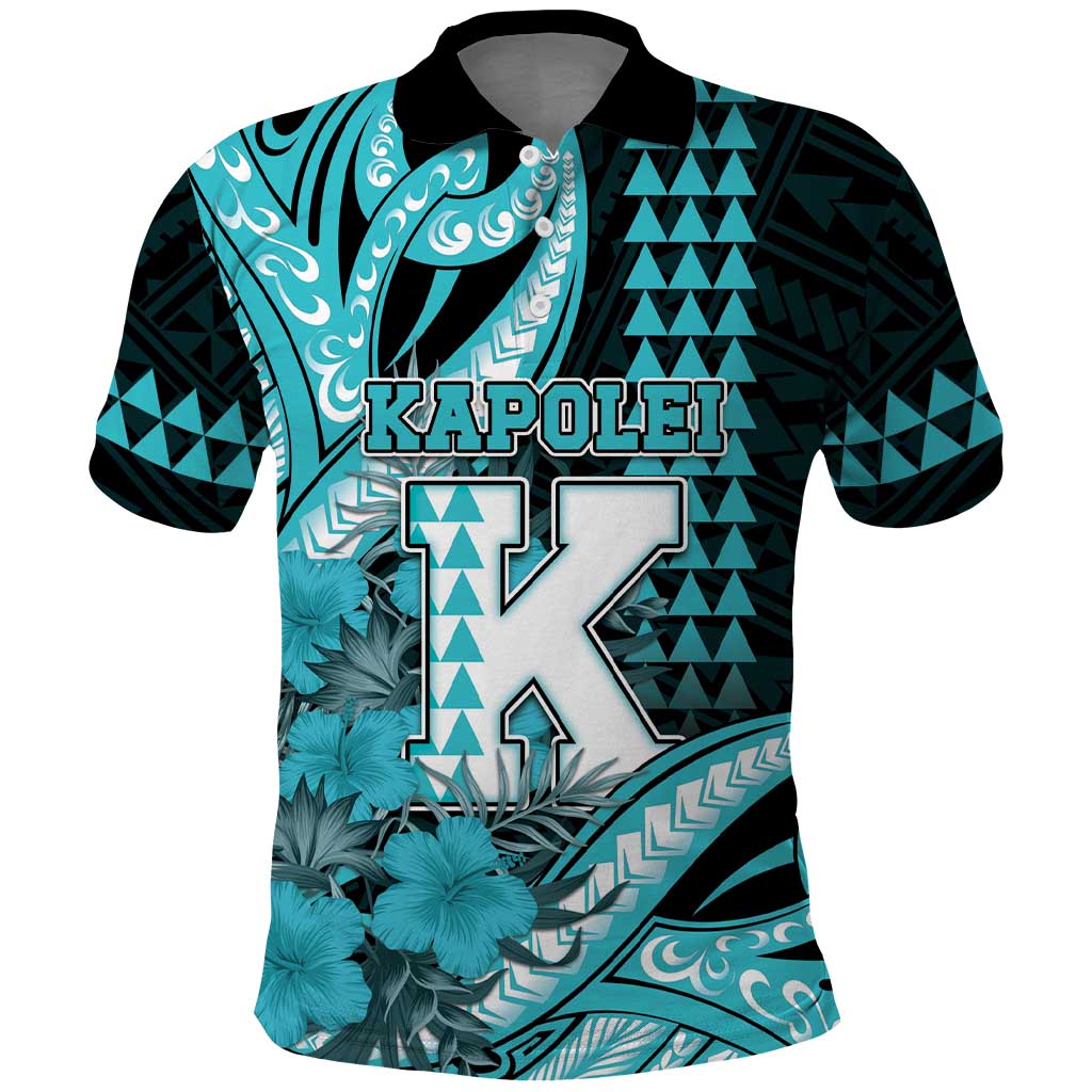 Personalised Hawaii Kapolei High School Polo Shirt Tribal Tattoo With Hibiscus Flowers