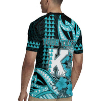 Personalised Hawaii Kapolei High School Rugby Jersey Tribal Tattoo With Hibiscus Flowers