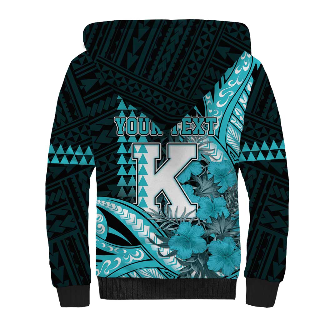 Personalised Hawaii Kapolei High School Sherpa Hoodie Tribal Tattoo With Hibiscus Flowers LT05 - Polynesian Pride