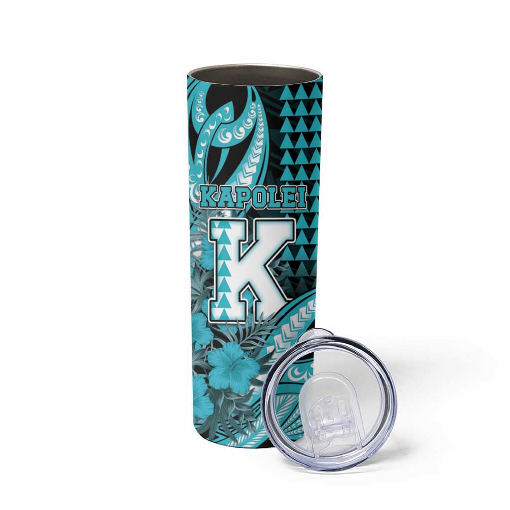 Personalised Hawaii Kapolei High School Skinny Tumbler Tribal Tattoo With Hibiscus Flowers LT05 - Polynesian Pride