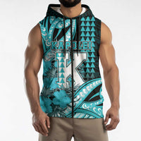 Personalised Hawaii Kapolei High School Sleeveless Zip Hoodie Tribal Tattoo With Hibiscus Flowers