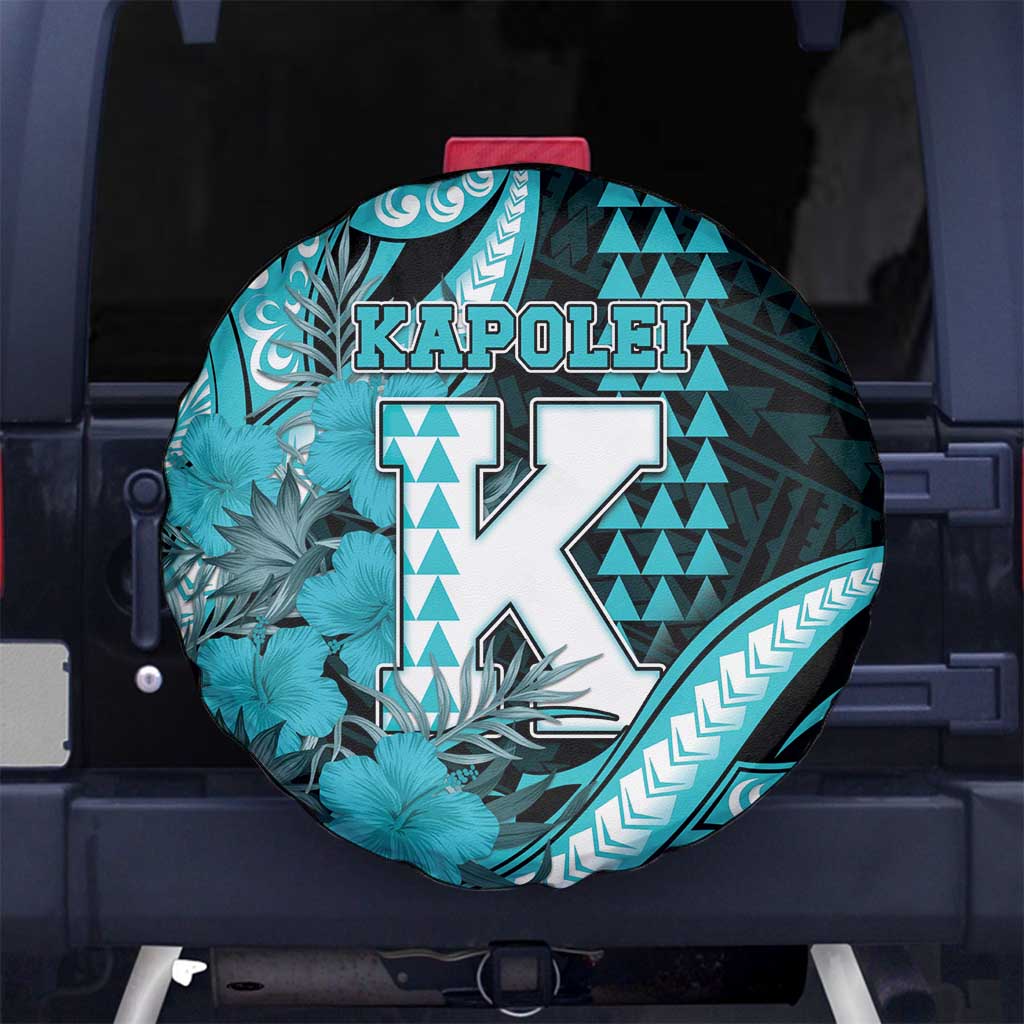 Hawaii Kapolei High School Spare Tire Cover Tribal Tattoo With Hibiscus Flowers