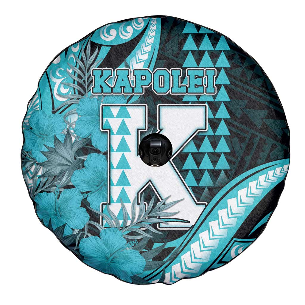 Hawaii Kapolei High School Spare Tire Cover Tribal Tattoo With Hibiscus Flowers