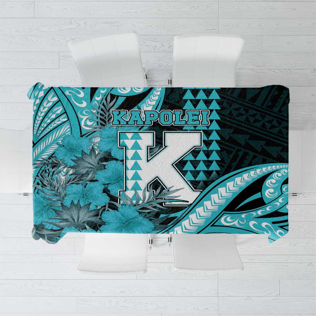Hawaii Kapolei High School Tablecloth Tribal Tattoo With Hibiscus Flowers