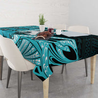 Hawaii Kapolei High School Tablecloth Tribal Tattoo With Hibiscus Flowers