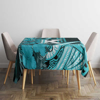 Hawaii Kapolei High School Tablecloth Tribal Tattoo With Hibiscus Flowers