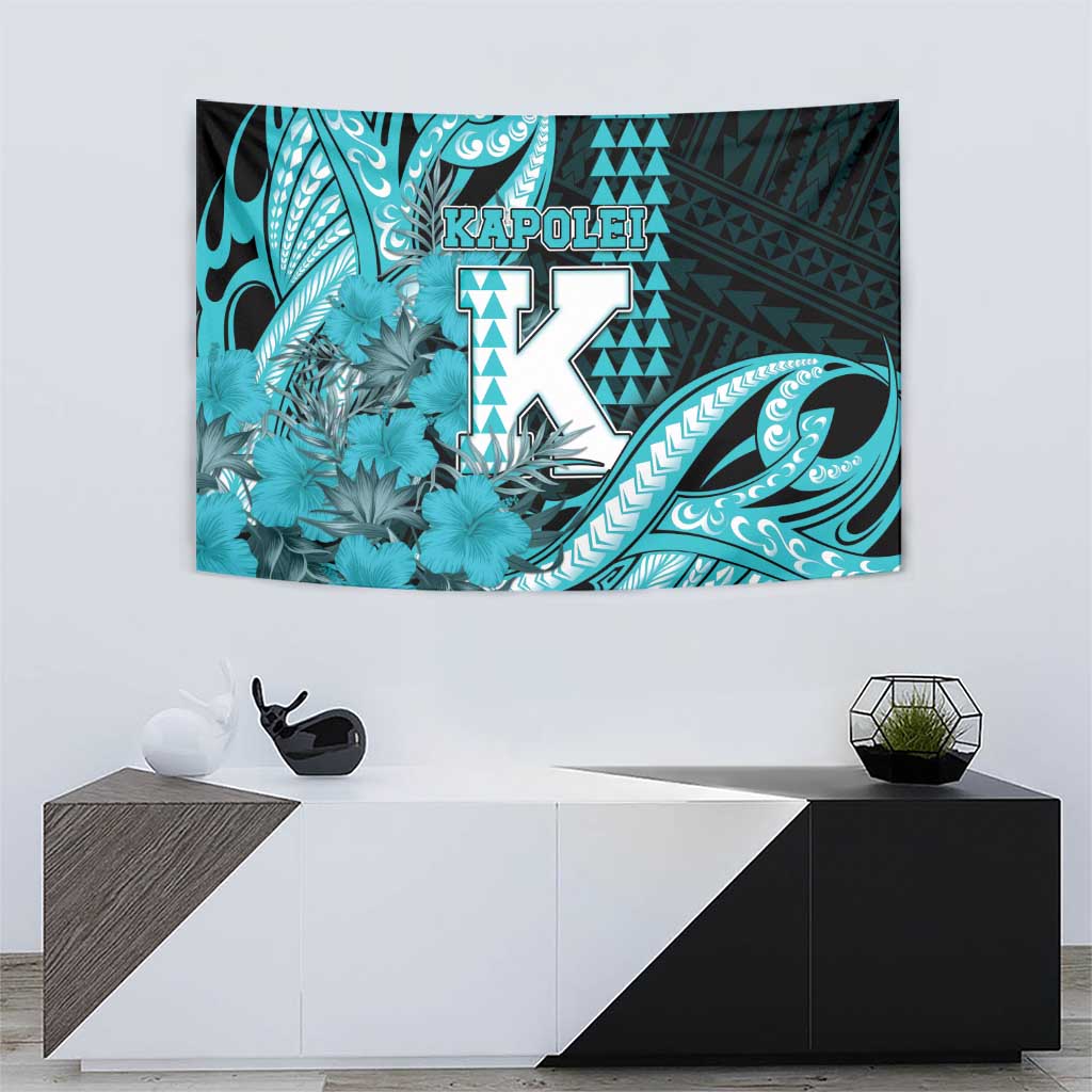 Hawaii Kapolei High School Tapestry Tribal Tattoo With Hibiscus Flowers