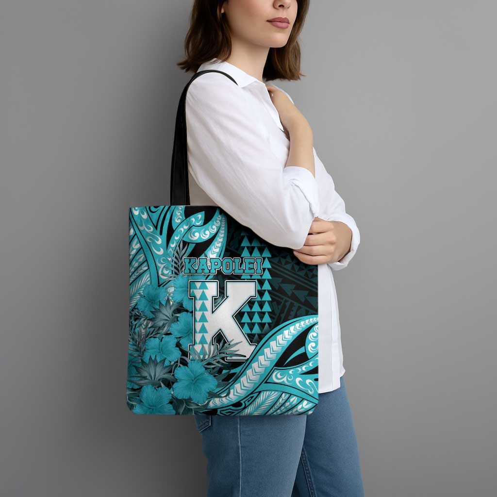 Hawaii Kapolei High School Tote Bag Tribal Tattoo With Hibiscus Flowers