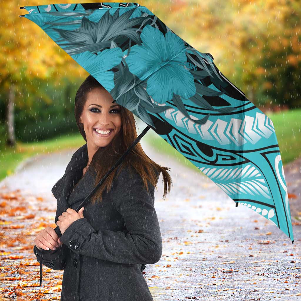 Hawaii Kapolei High School Umbrella Tribal Tattoo With Hibiscus Flowers