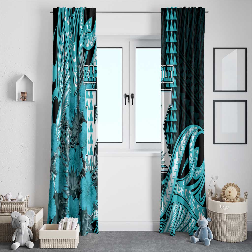 Hawaii Kapolei High School Window Curtain Tribal Tattoo With Hibiscus Flowers