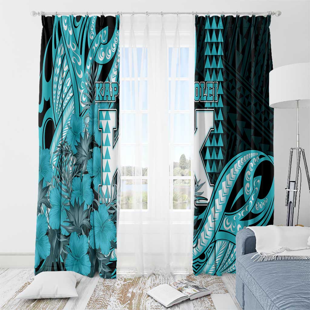 Hawaii Kapolei High School Window Curtain Tribal Tattoo With Hibiscus Flowers