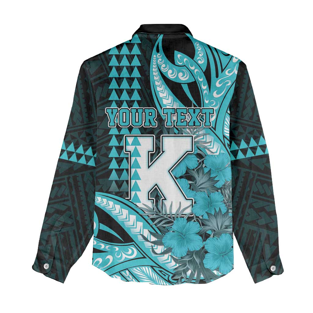Personalised Hawaii Kapolei High School Women Casual Shirt Tribal Tattoo With Hibiscus Flowers LT05 - Polynesian Pride