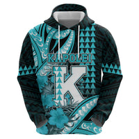 Personalised Hawaii Kapolei High School Zip Hoodie Tribal Tattoo With Hibiscus Flowers