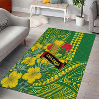 Hawaii Leilehua High School Area Rug Tribal Tattoo With Hibiscus Flowers