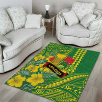 Hawaii Leilehua High School Area Rug Tribal Tattoo With Hibiscus Flowers