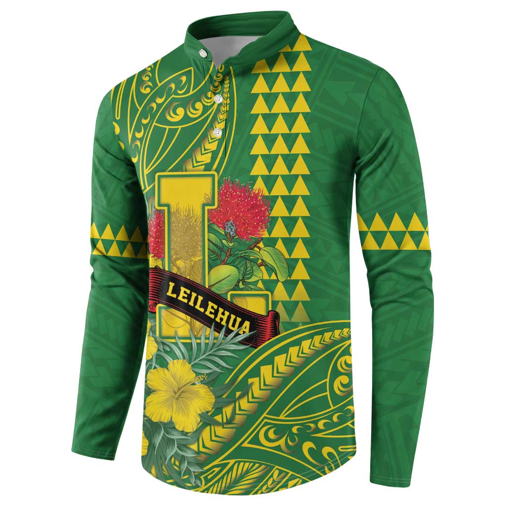 Personalised Hawaii Leilehua High School Button Sweatshirt Tribal Tattoo With Hibiscus Flowers