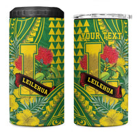 Personalised Hawaii Leilehua High School 4 in 1 Can Cooler Tumbler Tribal Tattoo With Hibiscus Flowers LT05 One Size: 16 oz Green - Polynesian Pride