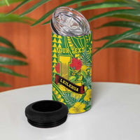 Personalised Hawaii Leilehua High School 4 in 1 Can Cooler Tumbler Tribal Tattoo With Hibiscus Flowers LT05 - Polynesian Pride
