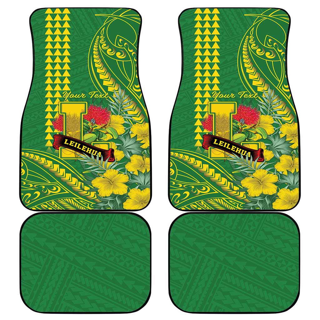 Personalised Hawaii Leilehua High School Car Mats Tribal Tattoo With Hibiscus Flowers