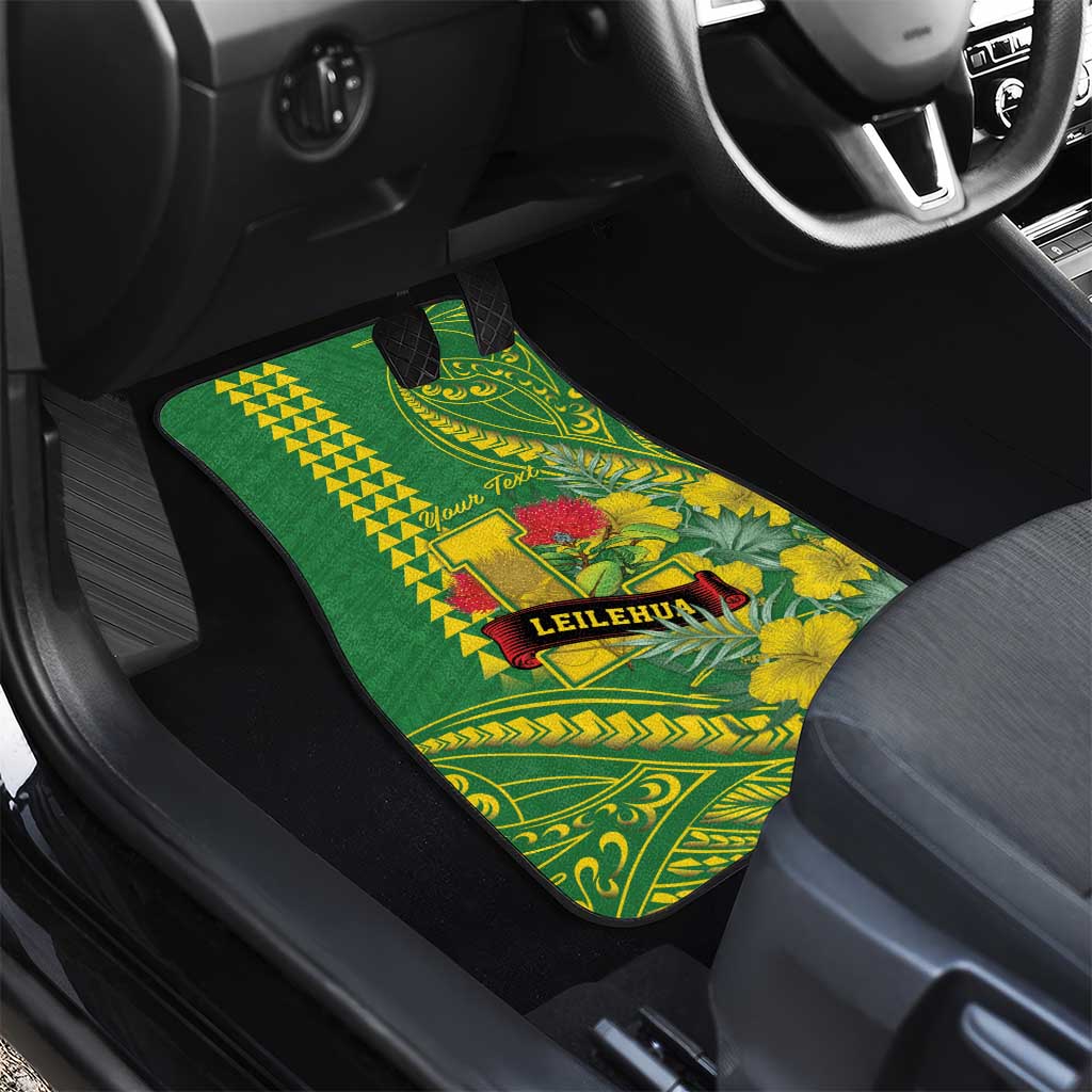 Personalised Hawaii Leilehua High School Car Mats Tribal Tattoo With Hibiscus Flowers
