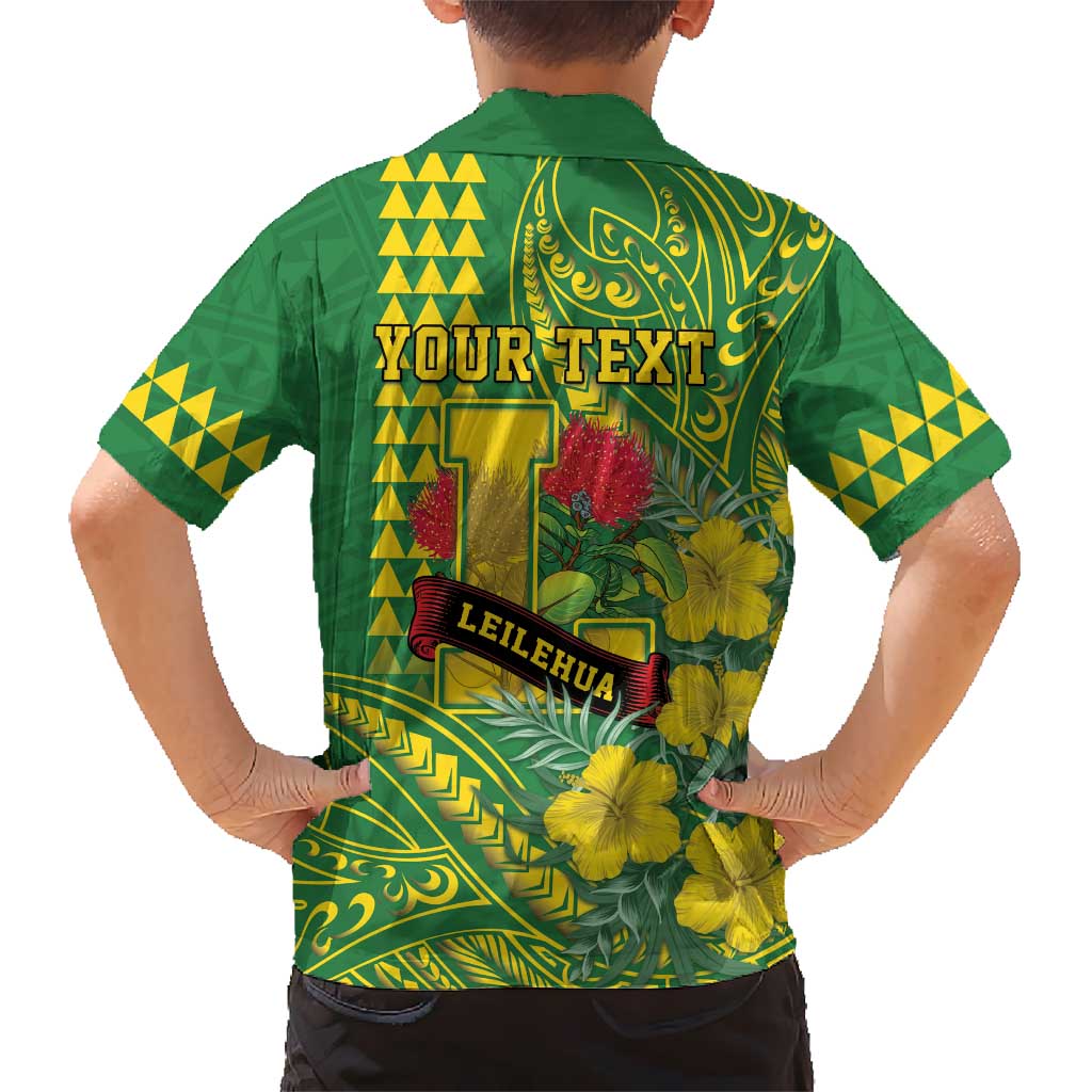 Personalised Hawaii Leilehua High School Family Matching Long Sleeve Bodycon Dress and Hawaiian Shirt Tribal Tattoo With Hibiscus Flowers LT05 - Polynesian Pride