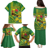 Personalised Hawaii Leilehua High School Family Matching Puletasi and Hawaiian Shirt Tribal Tattoo With Hibiscus Flowers LT05 - Polynesian Pride