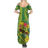 Personalised Hawaii Leilehua High School Family Matching Summer Maxi Dress and Hawaiian Shirt Tribal Tattoo With Hibiscus Flowers LT05 - Polynesian Pride