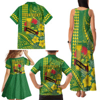 Personalised Hawaii Leilehua High School Family Matching Tank Maxi Dress and Hawaiian Shirt Tribal Tattoo With Hibiscus Flowers LT05 - Polynesian Pride