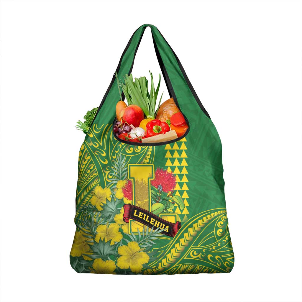 Hawaii Leilehua High School Grocery Bag Tribal Tattoo With Hibiscus Flowers