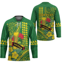 Personalised Hawaii Leilehua High School Hockey Jersey Tribal Tattoo With Hibiscus Flowers