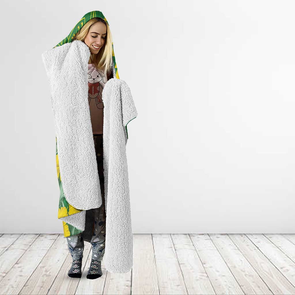 Hawaii Leilehua High School Hooded Blanket Tribal Tattoo With Hibiscus Flowers