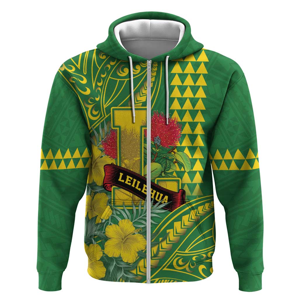 Personalised Hawaii Leilehua High School Hoodie Tribal Tattoo With Hibiscus Flowers