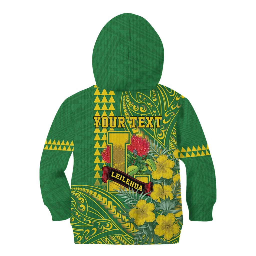 Personalised Hawaii Leilehua High School Kid Hoodie Tribal Tattoo With Hibiscus Flowers