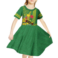Personalised Hawaii Leilehua High School Kid Short Sleeve Dress Tribal Tattoo With Hibiscus Flowers LT05 - Polynesian Pride