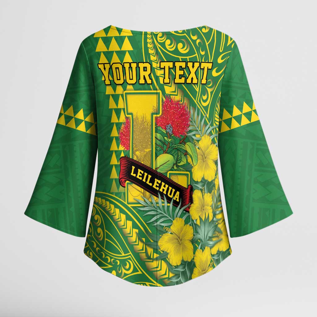Personalised Hawaii Leilehua High School Kimono Sleeve Blouse Tribal Tattoo With Hibiscus Flowers