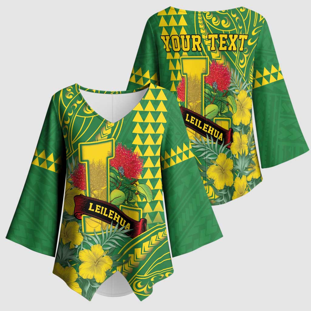 Personalised Hawaii Leilehua High School Kimono Sleeve Blouse Tribal Tattoo With Hibiscus Flowers