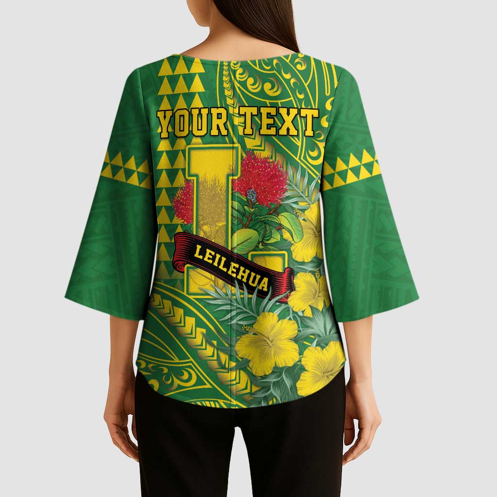 Personalised Hawaii Leilehua High School Kimono Sleeve Blouse Tribal Tattoo With Hibiscus Flowers