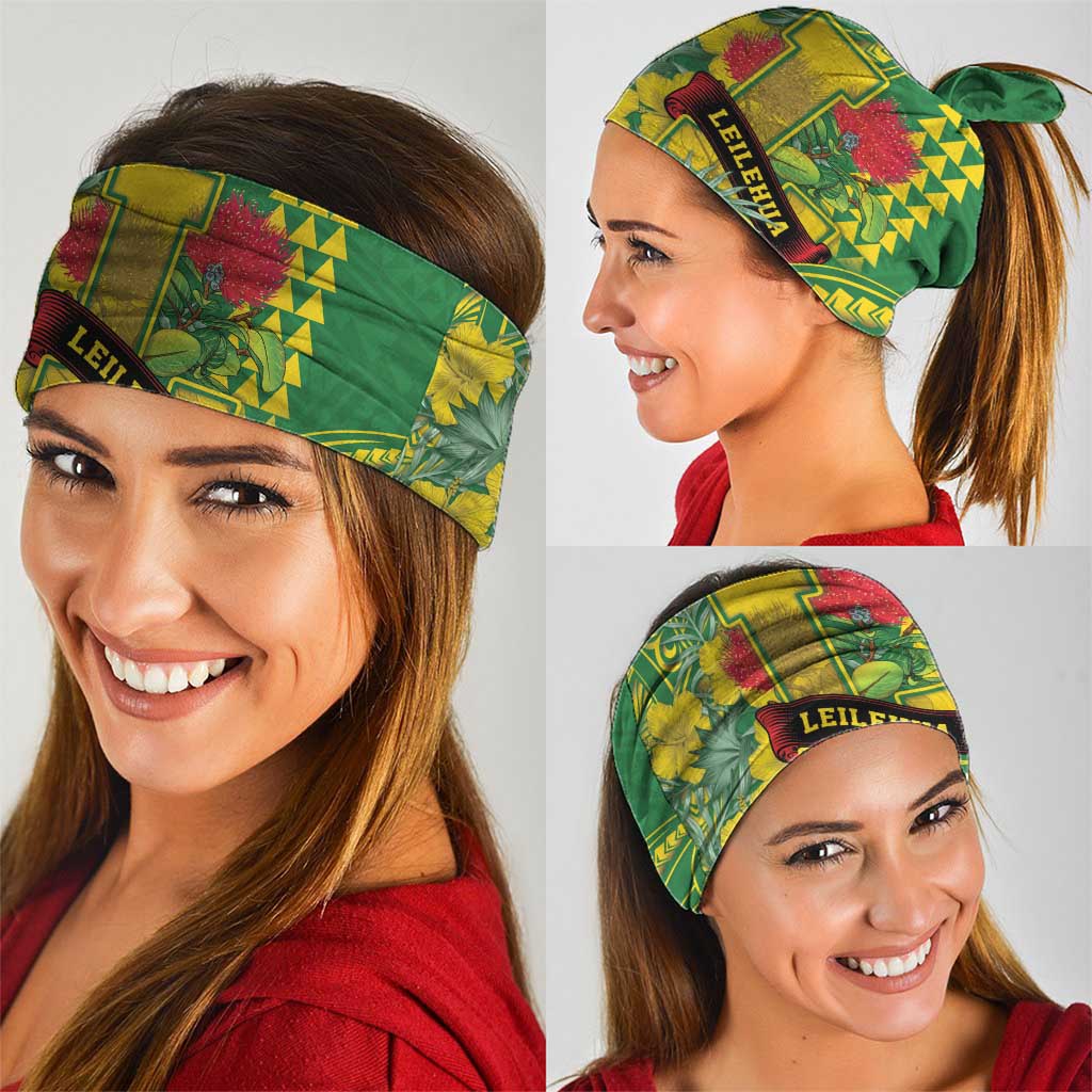 Hawaii Leilehua High School Neck Gaiter Tribal Tattoo With Hibiscus Flowers