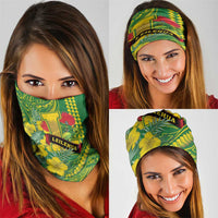 Hawaii Leilehua High School Neck Gaiter Tribal Tattoo With Hibiscus Flowers