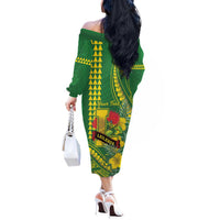 Personalised Hawaii Leilehua High School Off The Shoulder Long Sleeve Dress Tribal Tattoo With Hibiscus Flowers LT05 - Polynesian Pride