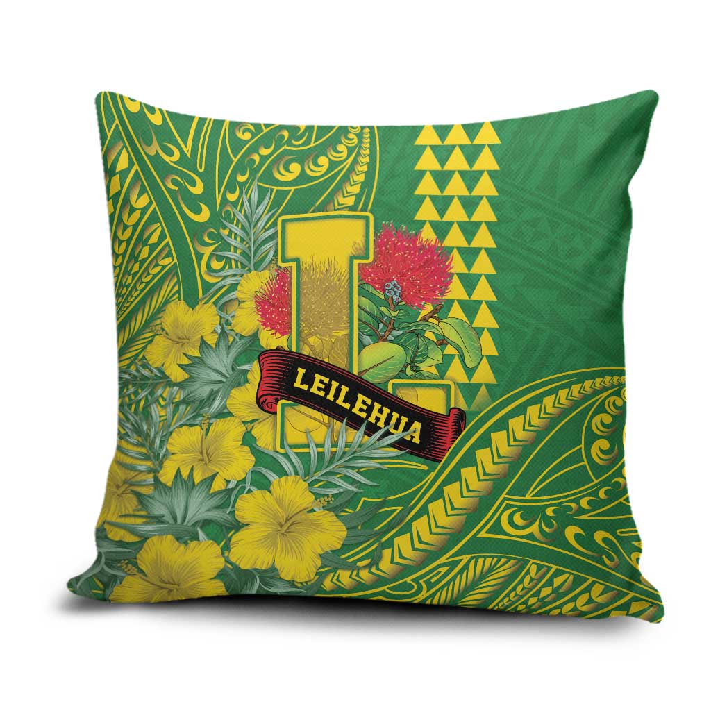 Hawaii Leilehua High School Pillow Cover Tribal Tattoo With Hibiscus Flowers