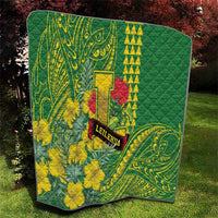Hawaii Leilehua High School Quilt Tribal Tattoo With Hibiscus Flowers