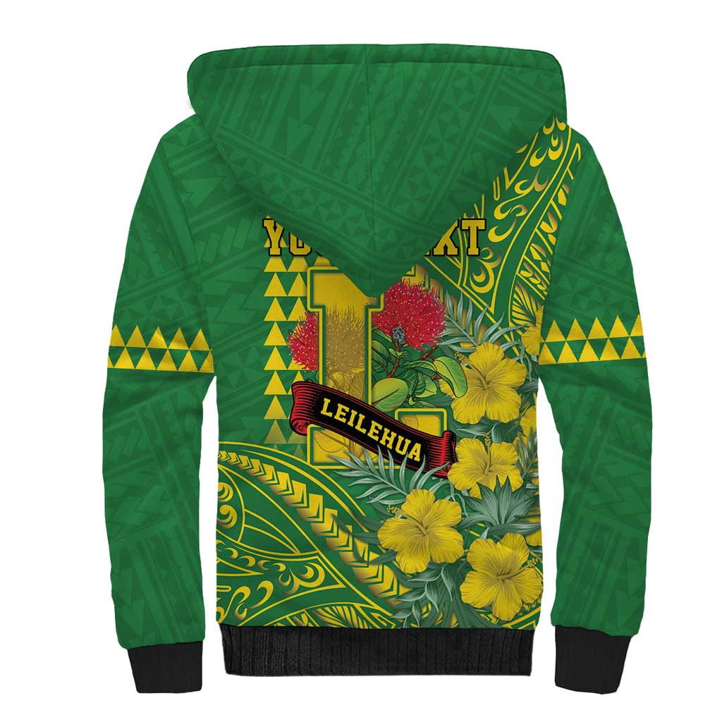 Personalised Hawaii Leilehua High School Sherpa Hoodie Tribal Tattoo With Hibiscus Flowers LT05 - Polynesian Pride